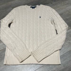 Ralph Lauren ladies, long sleeve, white cable, sweater